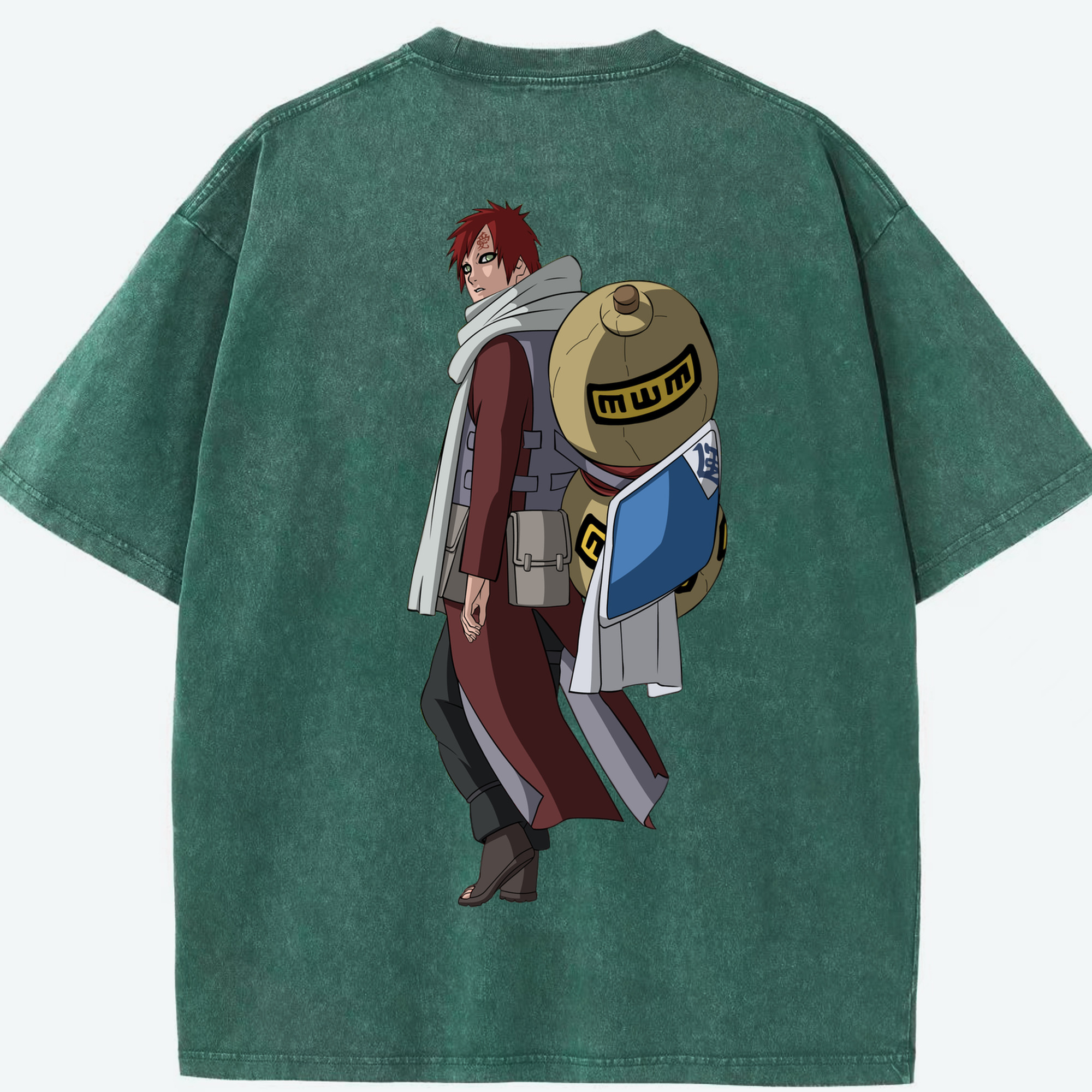 （画像用） NARUTO -ナルト- ガアラ Gaara 綿100% ヴィンテージ風 半袖Tシャツ（背面プリント）
